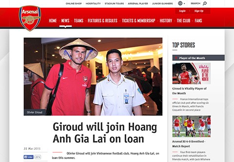 Cong Phuong sẽ da cap voi sao Arsenal tai V.League