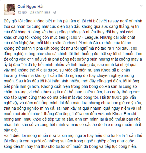 Que Ngoc Hai gui loi xin loi Anh Khoa tren Facebook-Hinh-2