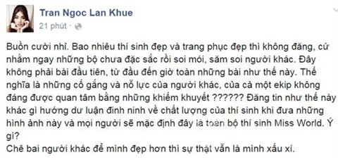 Lan Khue ghi diem khi benh vuc doi thu kem xinh