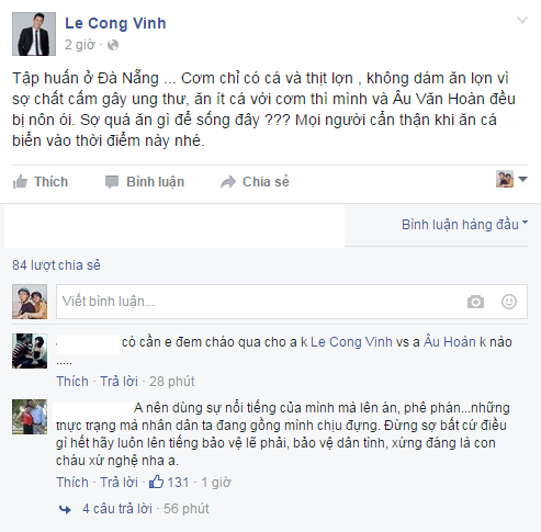 Cong Vinh bi ngo doc sau khi an hai san Da Nang