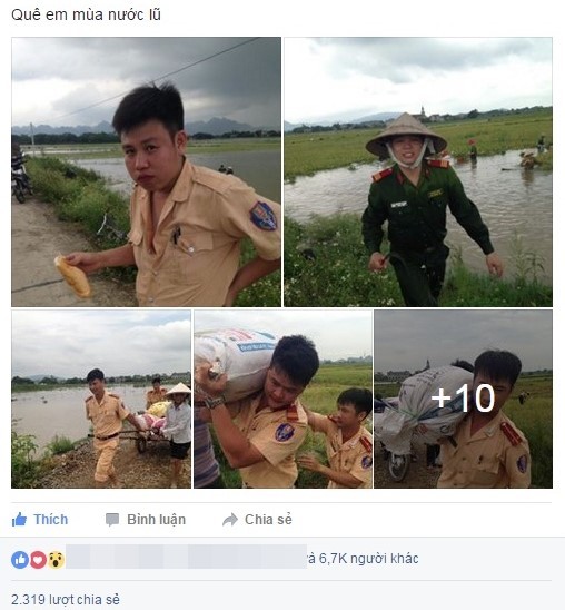Cong an Ninh Binh loi chan dat giup dan gat lua gay sot