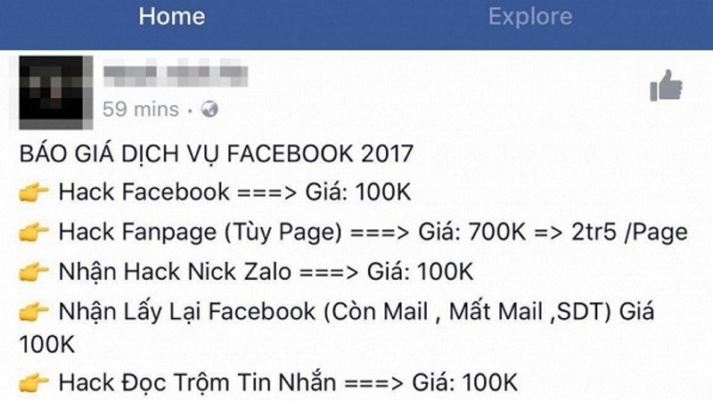 Ong chu Facebook bi 