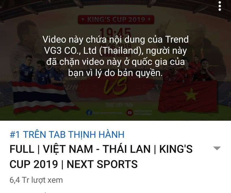 Thai Lan chan het video highlight tran dau tren Youtube sau khi thua Viet Nam