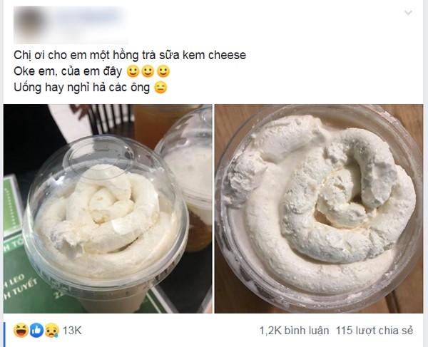 Hi hung order tra sua kem cheese, co nang 