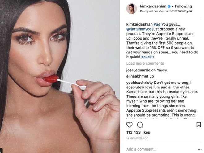 Chi em Kardashian het duong quang cao thuoc giam can tren Instagram