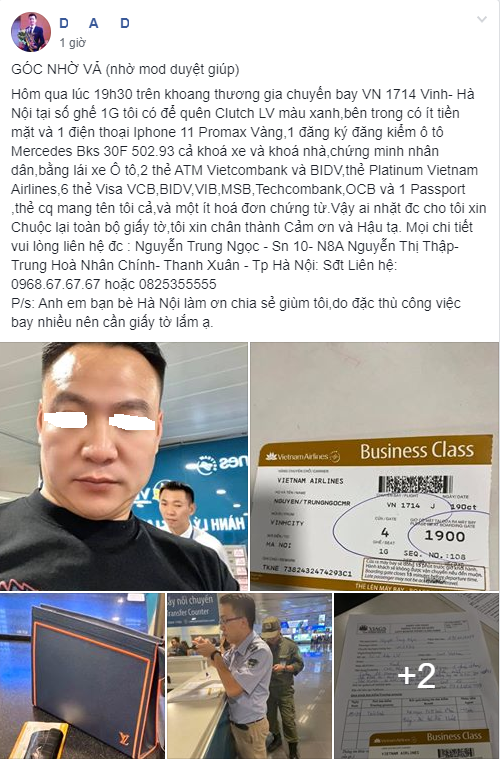 Khach VIP Vietnam Airlines bo quen tui LV o khoang hang nhat... mat luon do