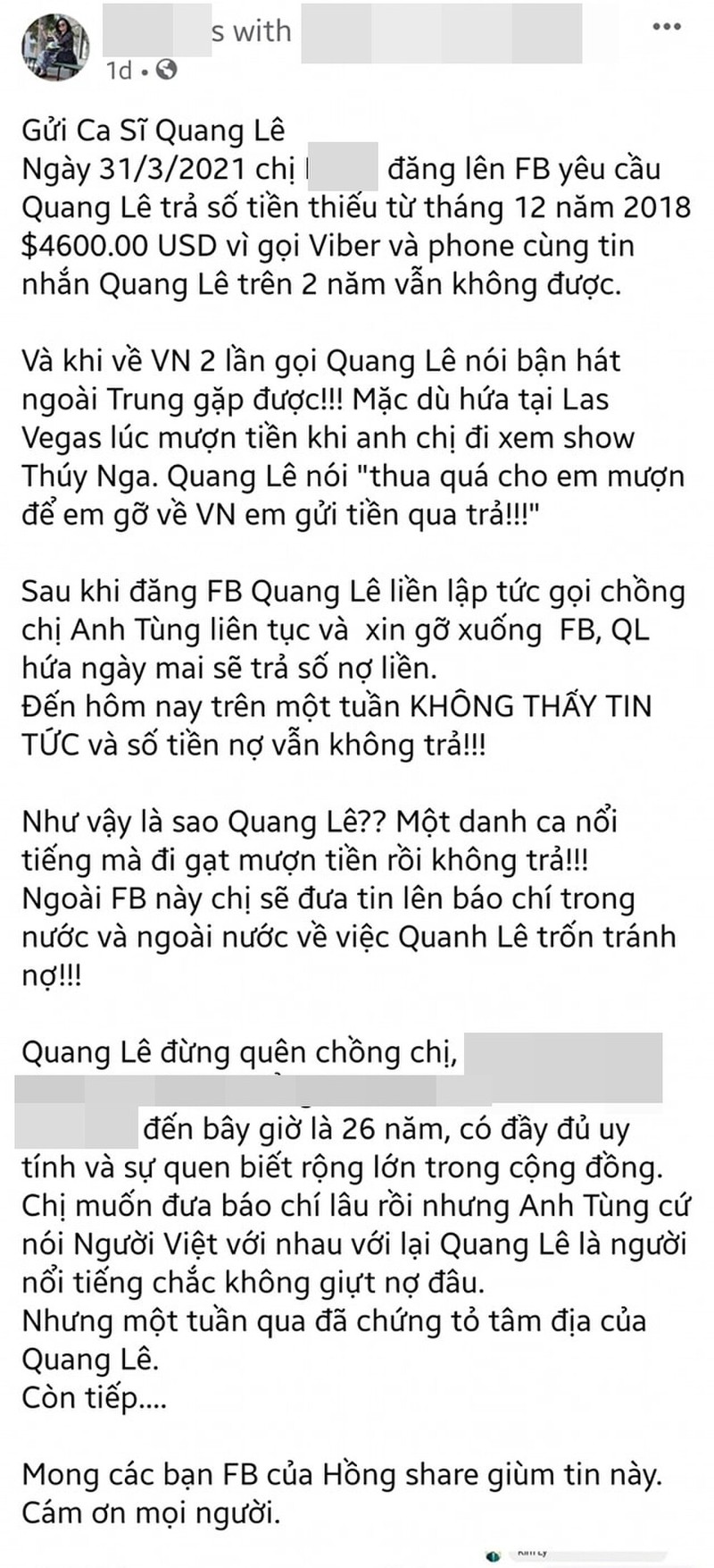Ca si Quang Le bi to no 4600 USD suot 2 nam khong tra?-Hinh-2