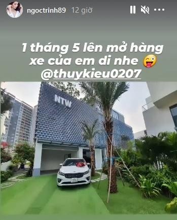 Thuy Kieu duoc Ngoc Trinh tang xe hop tien ty, dan mang choang