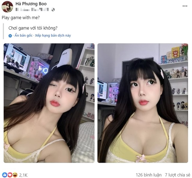 Nu streamer ru fan choi game, voc dang nong bong mien che