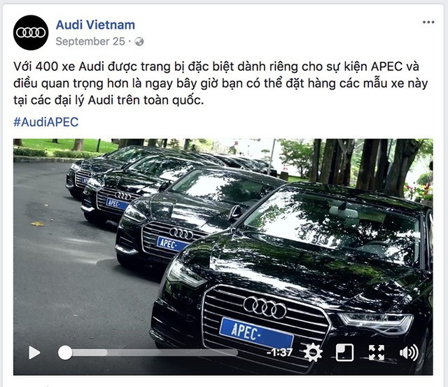 Audi Viet Nam ban toan bo 400 xe phuc vu APEC 2017