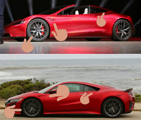 Sieu xe oto dien Tesla Roadster copy thiet ke cua Honda?