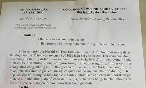 Nghe An: Nghi van bat coc tre em, chinh quyen xa ra cong van khan