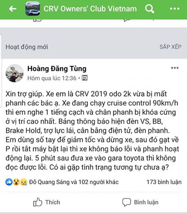 Hang loat khach to Honda CR-V moi loi chan phanh