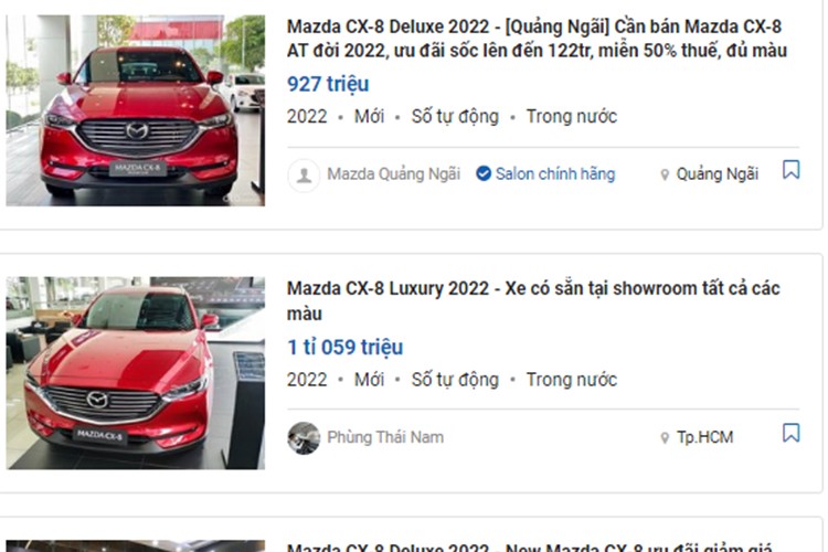 Gia xe Mazda CX-8 tai Viet Nam dang 