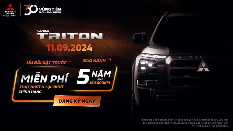 Mitsubishi Triton 2024 nhan coc tai Viet Nam, ra mat thang 9/2024