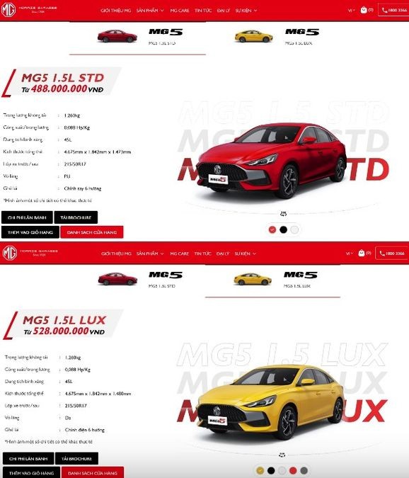 MG5 va MG ZS tai Viet Nam 