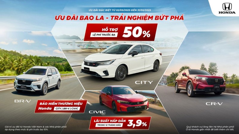 Honda Việt Nam giảm giá sâu CR-V, City, Civic, BR-V tháng 5 Honda Viet Nam giam gia sau CR-V, City, Civic, BR-V thang 5