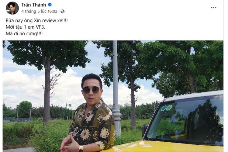 Tran Thanh tau VinFast VF3 hon 300 trieu, chia se trai nghiem
