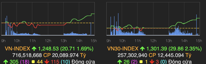 Ngan hang but pha keo VN-Index tang gan 21 diem