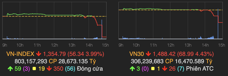 Co phieu dong loat giam san keo VN-Index mat 56 diem