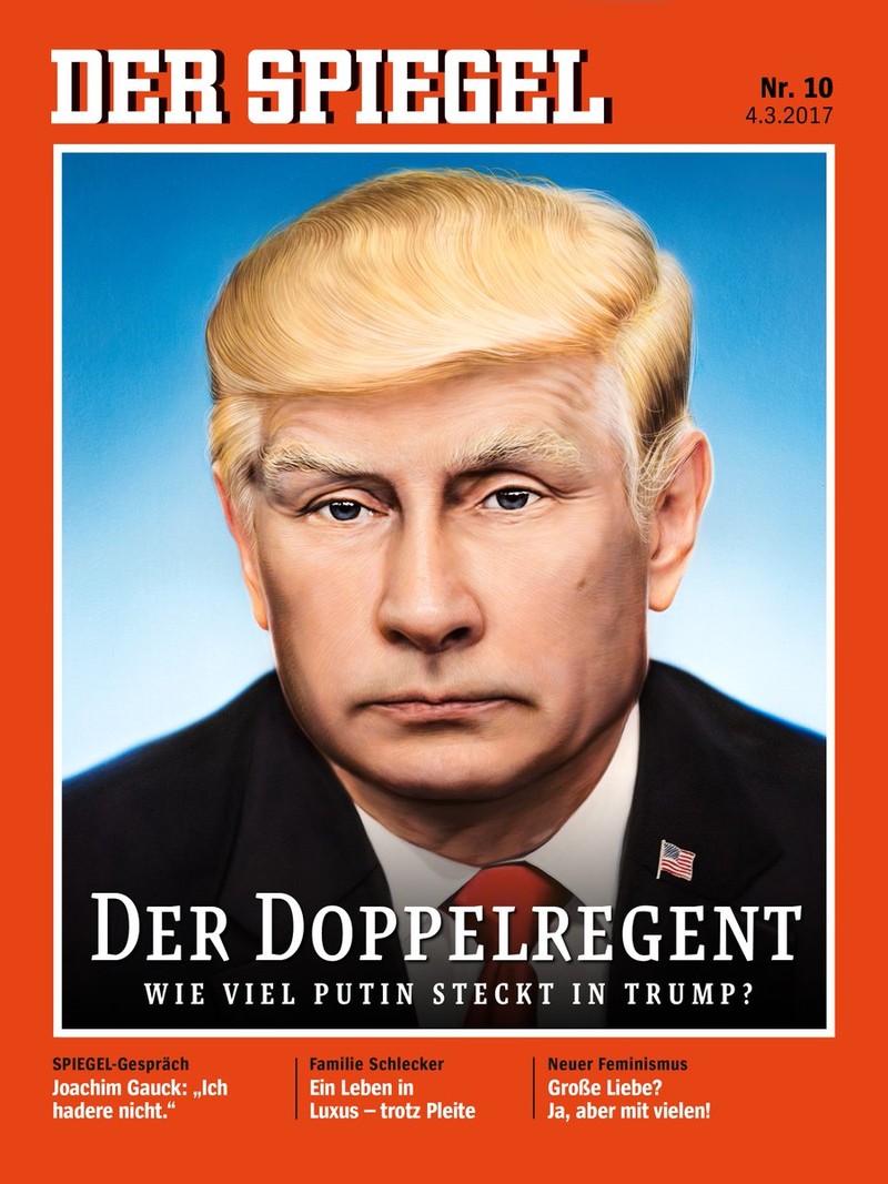 TT Putin xuat hien tren trang bia Spiegel voi kieu toc ong Trump