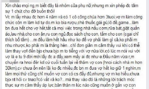 Tam su chua xot cua chong di lam xa nha khien hoi chi em thon thuc