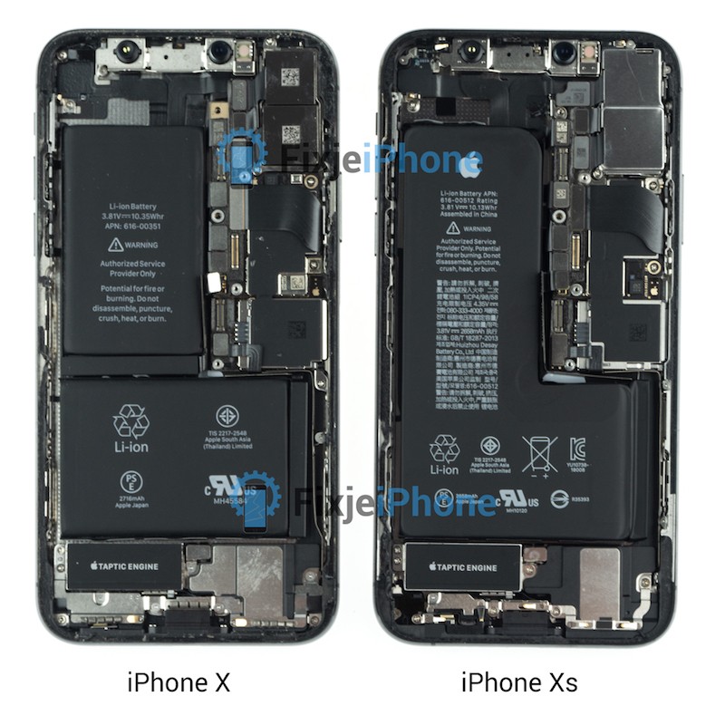 iPhone Xs su dung vien pin chu L lien khoi, nho hon iPhone X