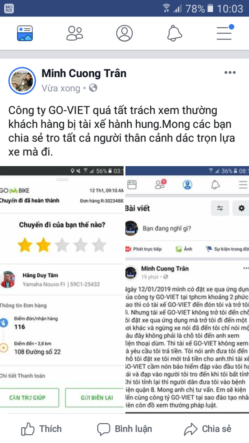 Tai xe Grab, Go-viet lien tiep bi 