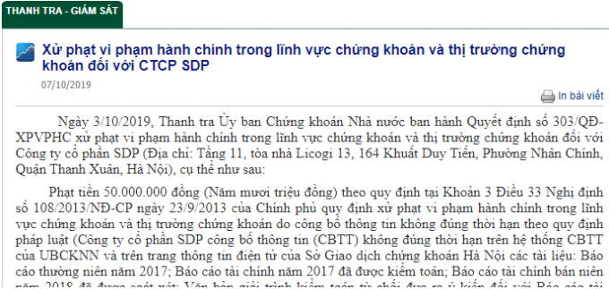 Vi sao cong ty co phan SDP bi xu phat hanh chinh 50 trieu dong?-Hinh-2