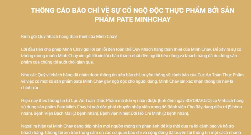 Pate Minh Chay gay ngo doc: Cty Hai thanh vien Loi song moi noi gi?