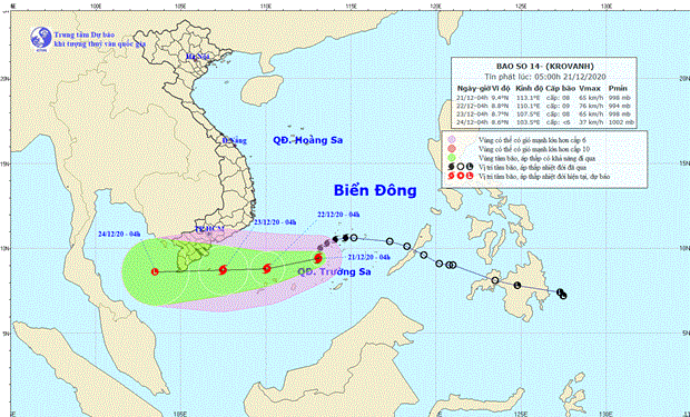 Bao so 14 tren Bien Dong co kha nang manh them, gio giat cap 10