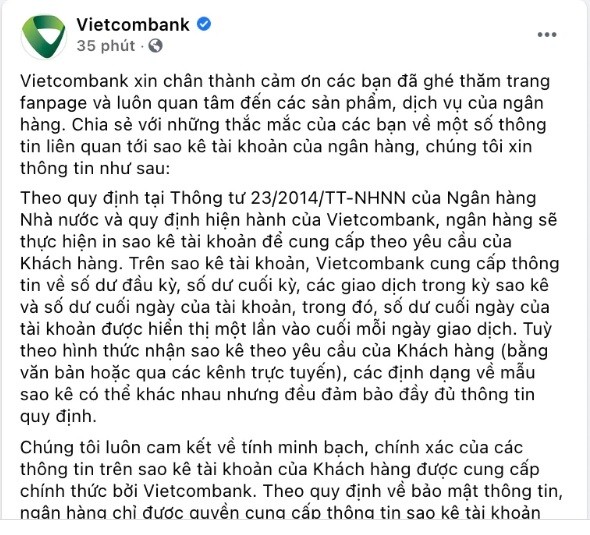 Vietcombank chinh thuc noi gi ve sao ke tai khoan cua Tran Thanh?