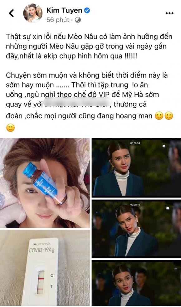 Kim Tuyen thong bao duong tinh voi Covid-19, ay nay gui loi xin loi