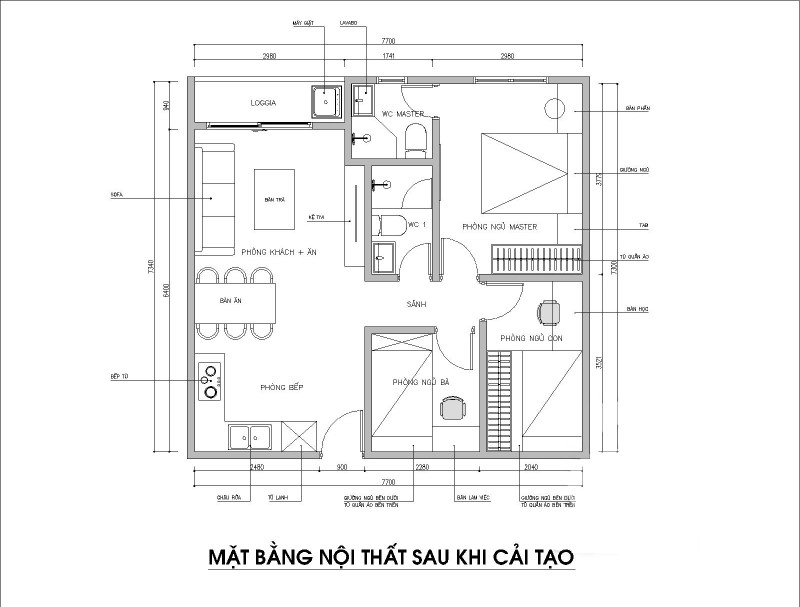 Tu van thiet ke tu 2 thanh 3 phong ngu trong can ho 54m2-Hinh-2