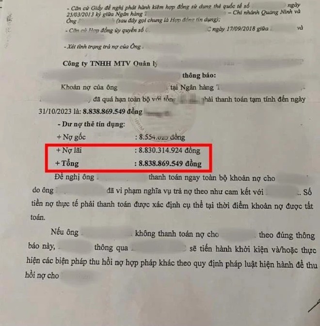 No the tin dung 8,5 trieu, phai tra hon 8,8 ty dong, Eximbank noi gi?