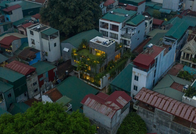 Chiem nguong nha 4 tang duoc bao boc boi rung cay giua Ha Noi