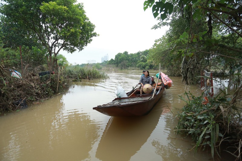 Mua ngap, nguoi dan bai giua song Hong phai di lai bang thuyen-Hinh-7