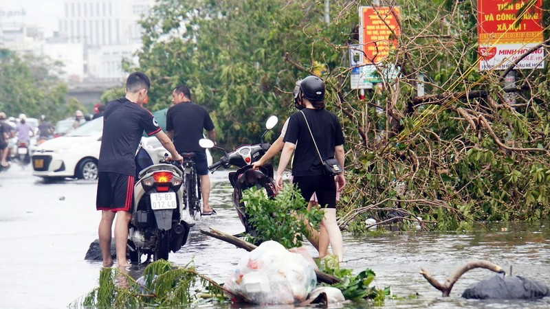 Hai Phong: Nhieu pho trung tam ngap sau, cay xanh do la liet-Hinh-10