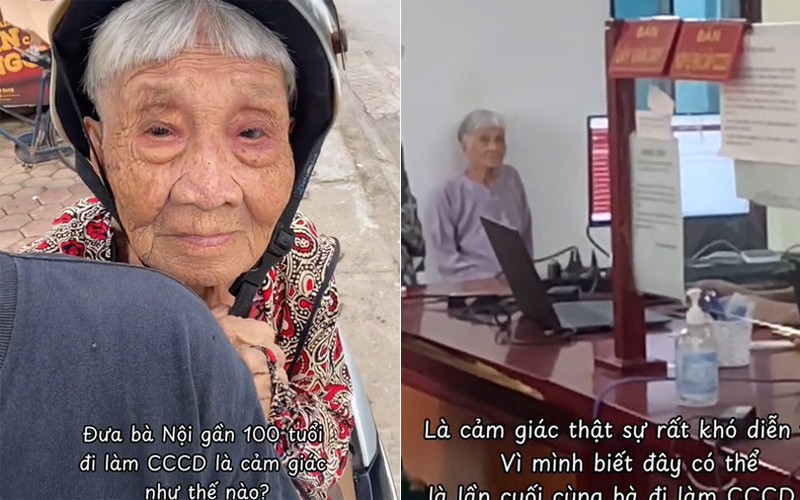 Xuc dong cau chuyen chau trai cho ba noi 99 tuoi di lam CCCD