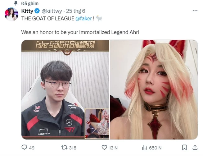 Nu streamer cosplay Ahri Huyen Thoai Bat Tu cua Faker cuc goi cam-Hinh-3