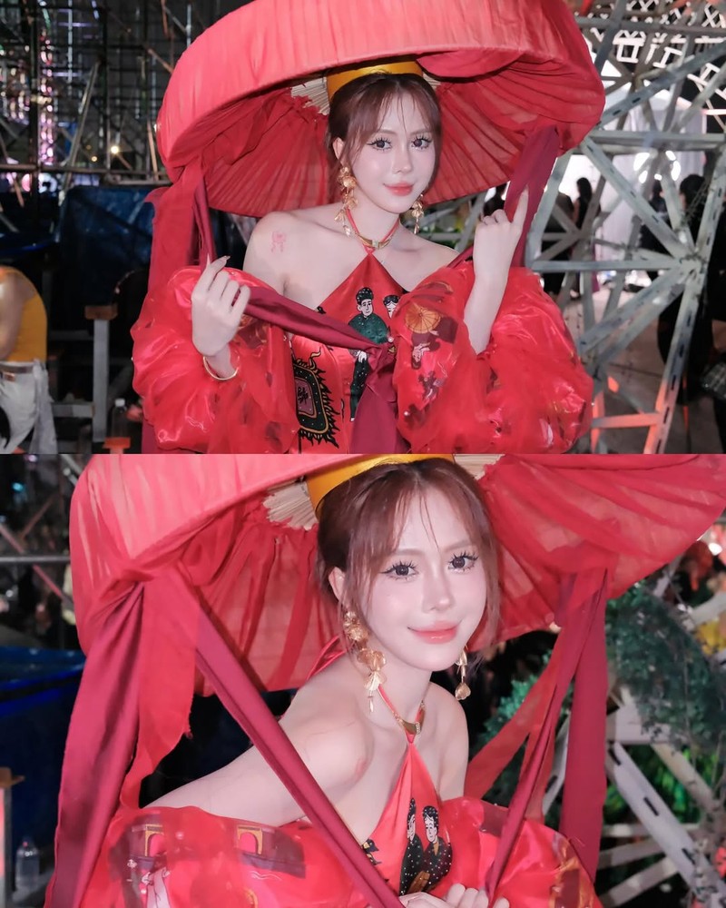 Tiktoker Ngan Ha catwalk tai show thoi trang gay tranh cai-Hinh-4