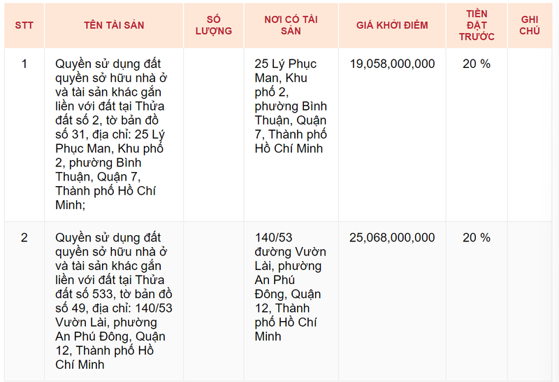 Dau gia 2 bat dong san cua Vietinbank Chi nhanh 3 TP HCM