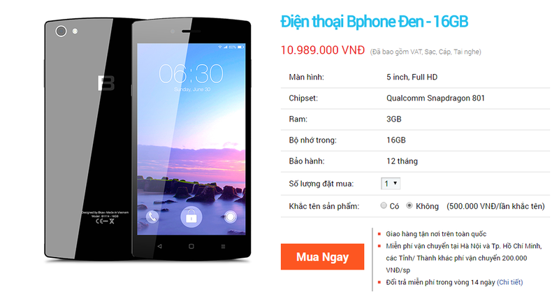 Dat mua dien thoai Bphone hon 10000 chiec ngay dau tien