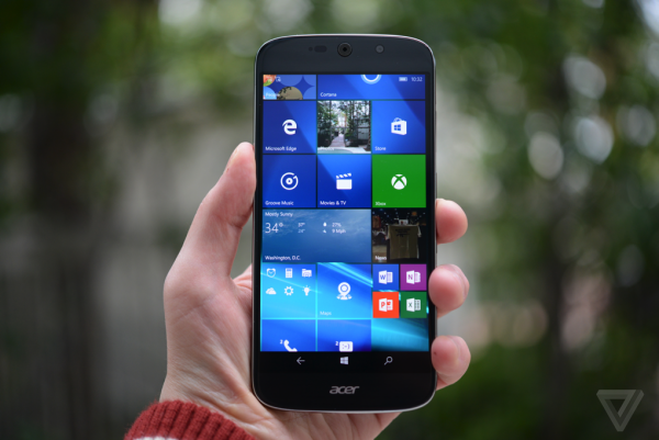 Ngam smartphone cao cap chay Windows 10 Acer vua ra mat