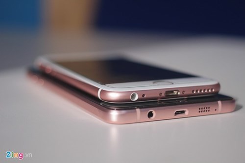 Galaxy A7 2016 so màu vàng hồng với iPhone 6S