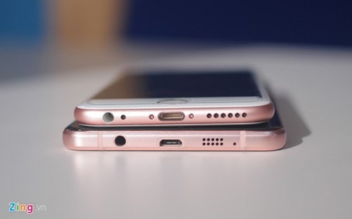 Galaxy A7 2016 so màu vàng hồng với iPhone 6S