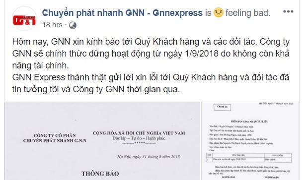 No 5 ty dong tien thu ho, Cong ty GNN Express dung hoat dong