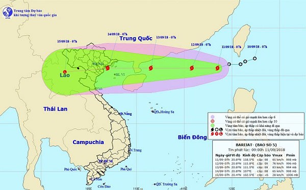 Bao so 5 manh len, co the anh huong cac tinh Quang Ninh, Thanh Hoa