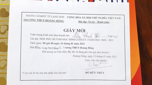 Loi nhan co giao danh cho bo me truoc ngay hop phu huynh