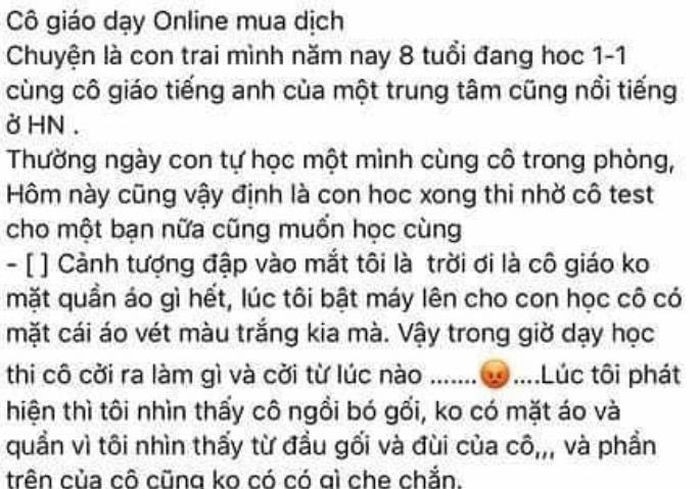 Co giao khong mac quan ao trong gio day online: Su co hay thieu trach nhiem?